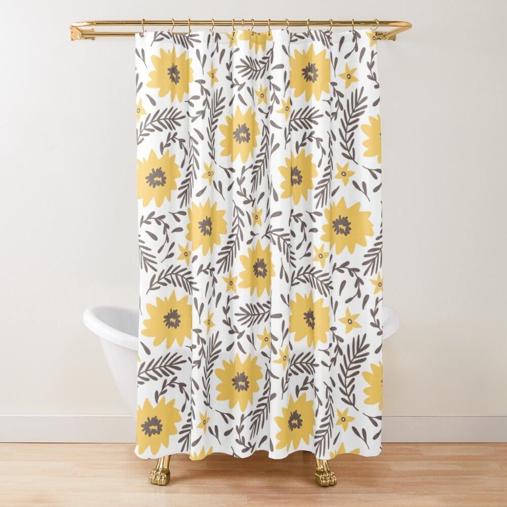 Floral Shower Curtain, Boho Shower Curtain, Pink Shower Curtain, Plant buy Shower, Peach Bathroom, Pink Yellow Bathroom, Botanical Bathroom